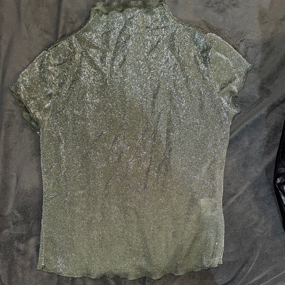 Green Sequin Cap Sleeve Blouse